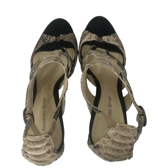 Alexandre Birman Snakeskin Animal Print Platform Open Toe Heels Size 7 Y2K - Picture 5 of 13